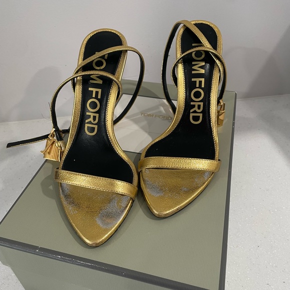 Tom Ford Lock Metallic Stiletto Sandals - Picture 7 of 15